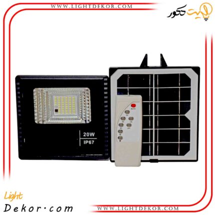 پروژکتور-خورشیدی-۲۰-وات-سولار-مدیا.-نور-دائم-کار-پنل-جدا