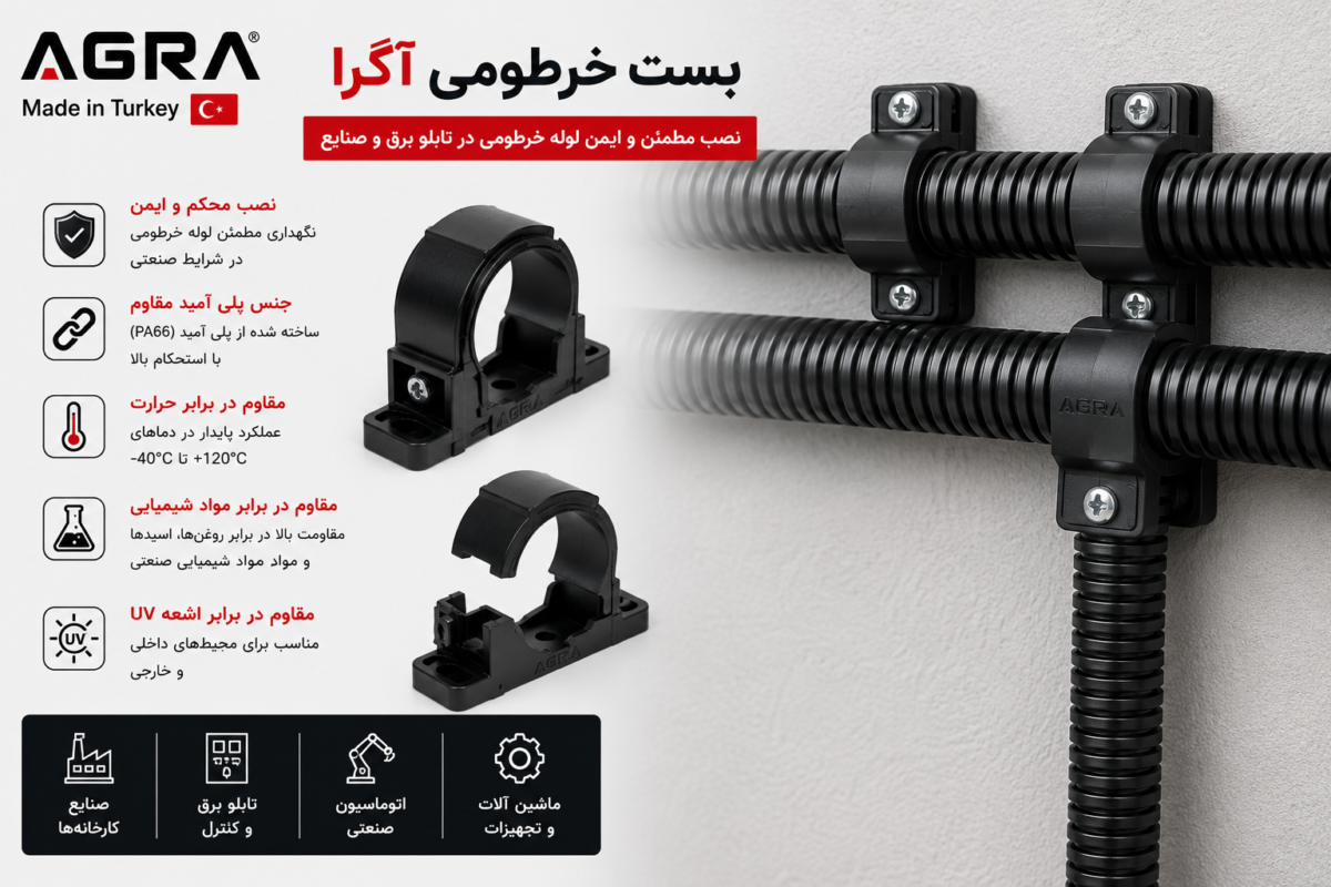 بست خرطومی آگرا برای نصب لوله خرطومی