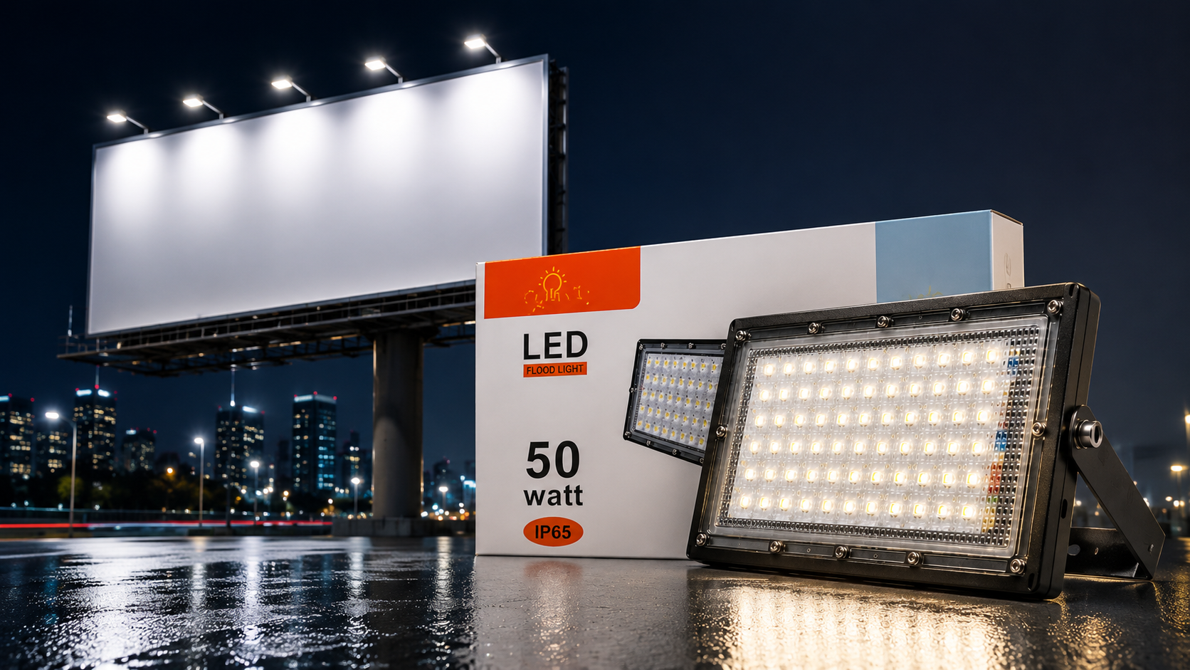 چراغ بیلبوردی LED 50 وات PARS+ مناسب روشنایی بیلبورد، تابلو تبلیغاتی، سردر فروشگاه و نمای ساختمان با استاندارد IP65
