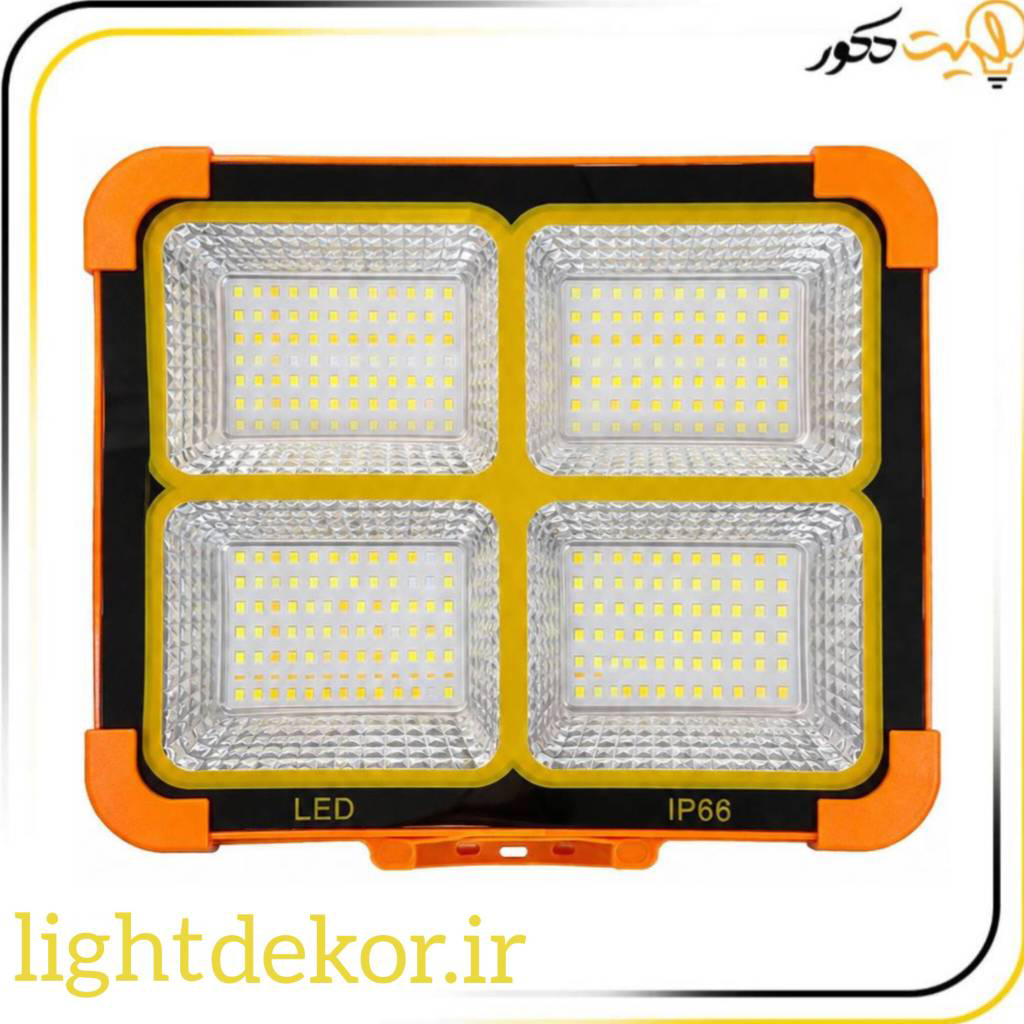 پروژکتور خورشیدی چراغدار IP66 | Solar Outdoor Light پروژکتور خورشیدی چراغدار IP66 با نور LED پرقدرت، مناسب فضای باز، کمپینگ، باغ، ویلا و حیاط
