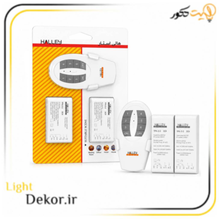 ریموت کنترل شش کاناله تک ریسور هالی استار به همراه یک گیرنده 6 کانال با فرکانس 433.92MHz مناسب کنترل روشنایی، لوستر و تجهیزات برقی