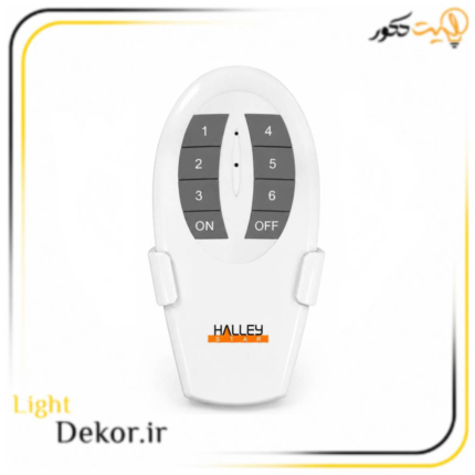 ریموت کنترل شش کاناله تک ریسور هالی استار به همراه یک گیرنده 6 کانال با فرکانس 433.92MHz مناسب کنترل روشنایی، لوستر و تجهیزات برقی