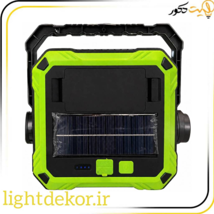پروژکتور خورشیدی چراغ‌دار شارژی LED با چراغ‌قوه جانبی و دسته حمل مناسب کمپینگ و روشنایی اضطراری