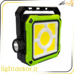 پروژکتور خورشیدی چراغ‌دار شارژی LED با چراغ‌قوه جانبی و دسته حمل مناسب کمپینگ و روشنایی اضطراری