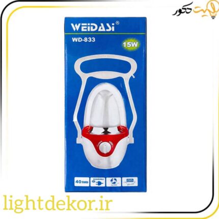 چراغ اضطراری شارژی 15 وات WEIDASI مدل WD-833 با 40 عدد LED SMD
